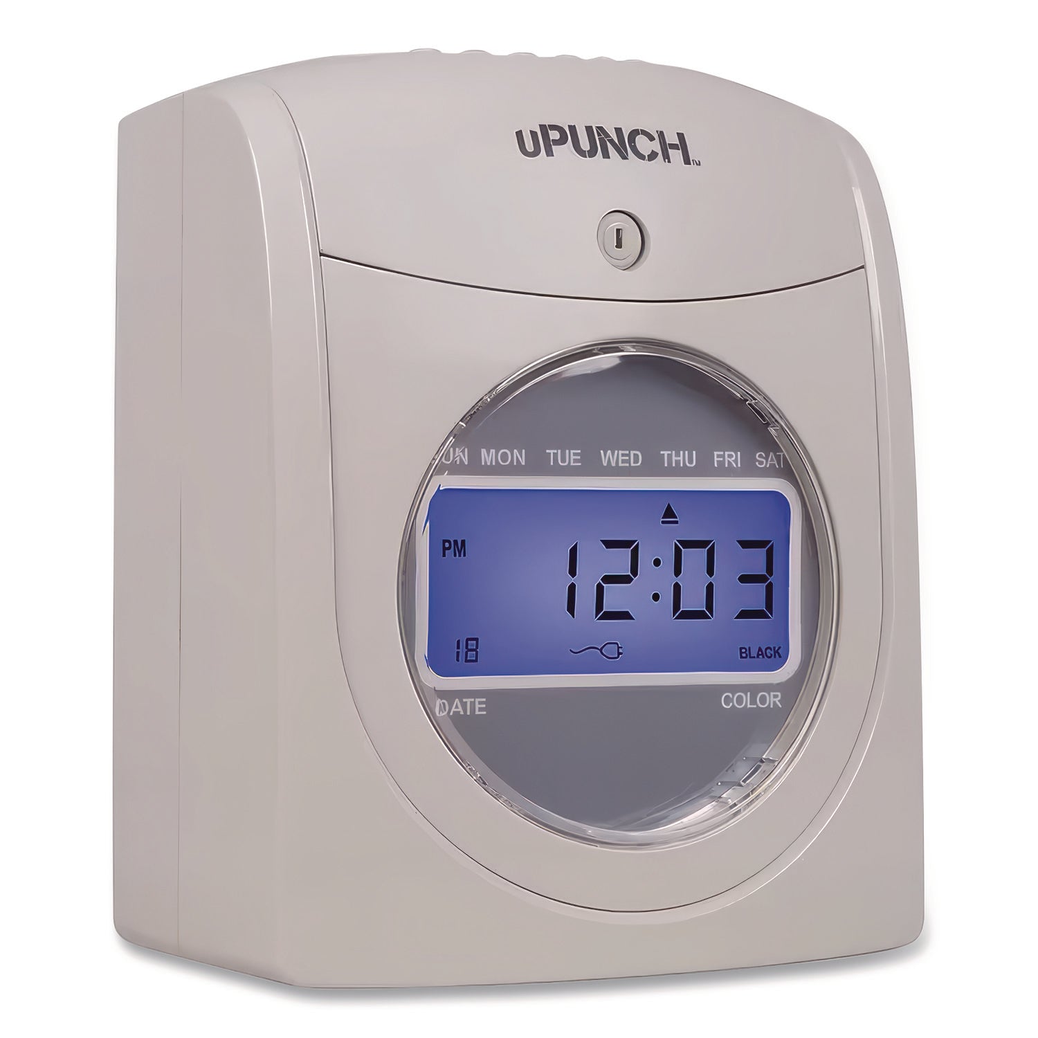 UB2000 Electronic Calculating Time Clock Bundle, LCD Display, Gray