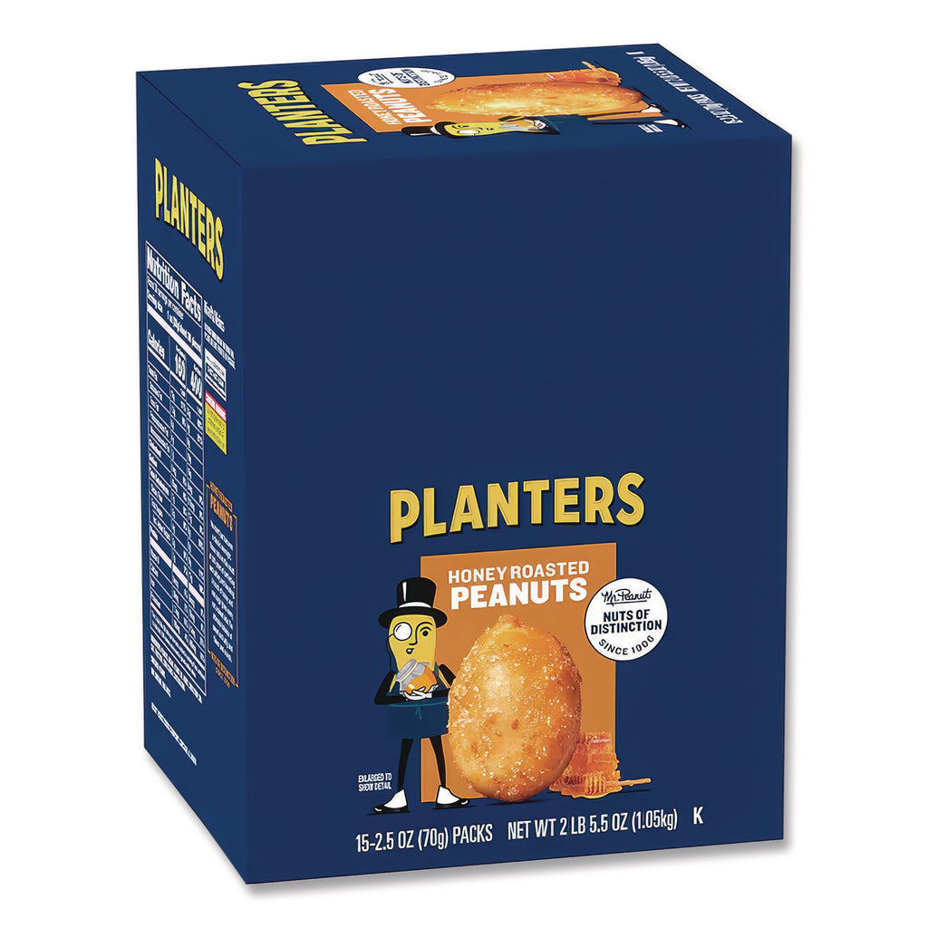 Honey Roasted Peanuts, 2.5 oz Tube, 15/Box