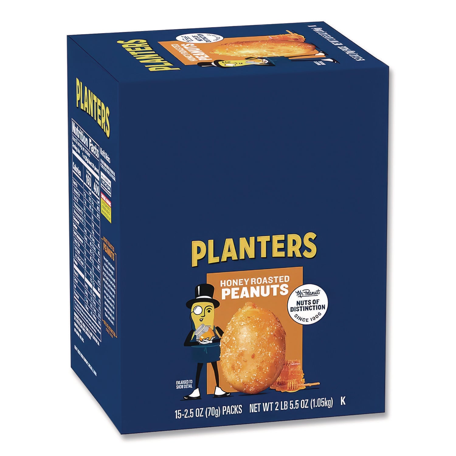 Honey Roasted Peanuts, 2.5 oz Tube, 15/Box