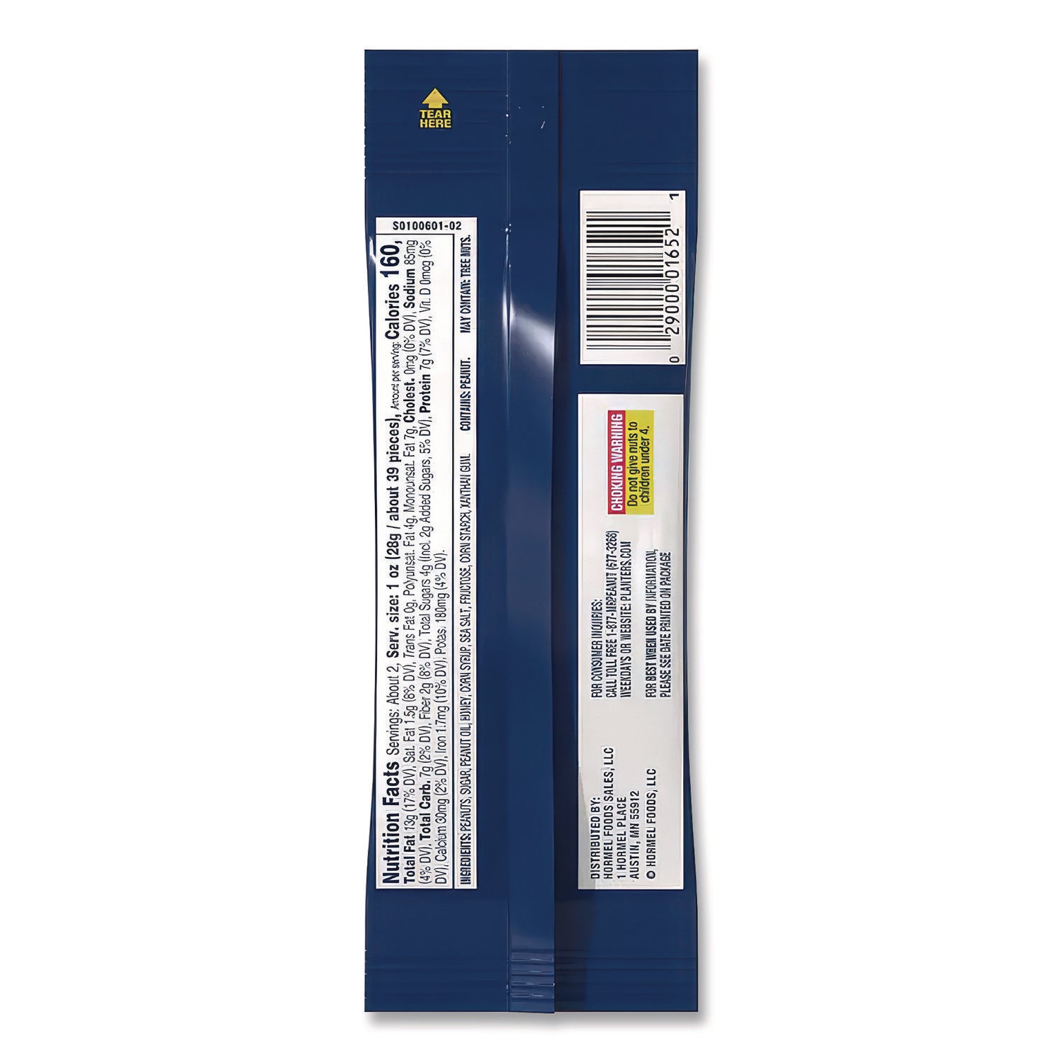 Honey Roasted Peanuts, 2.5 oz Tube, 15/Box