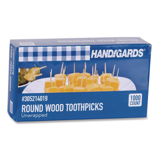 Round Wood Toothpicks, Natural, 12,000/Carton