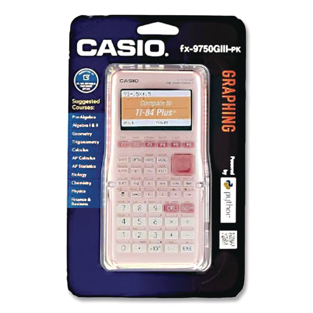 FX-9750GIII 3rd Edition Graphing Calculator, 21-Digit LCD, Pink