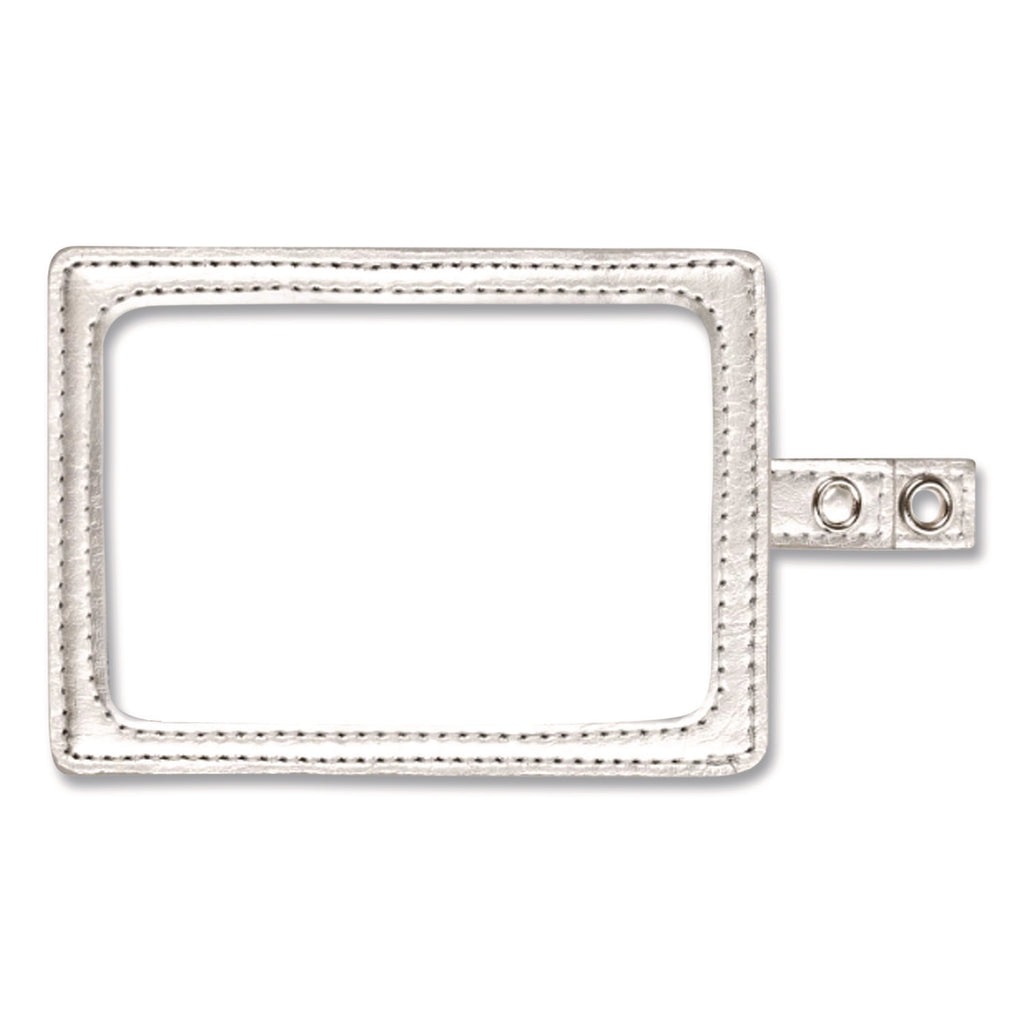 MyID Leather ID Badge Holder, Vertical/Horizontal, 2.5 x 4, Silver