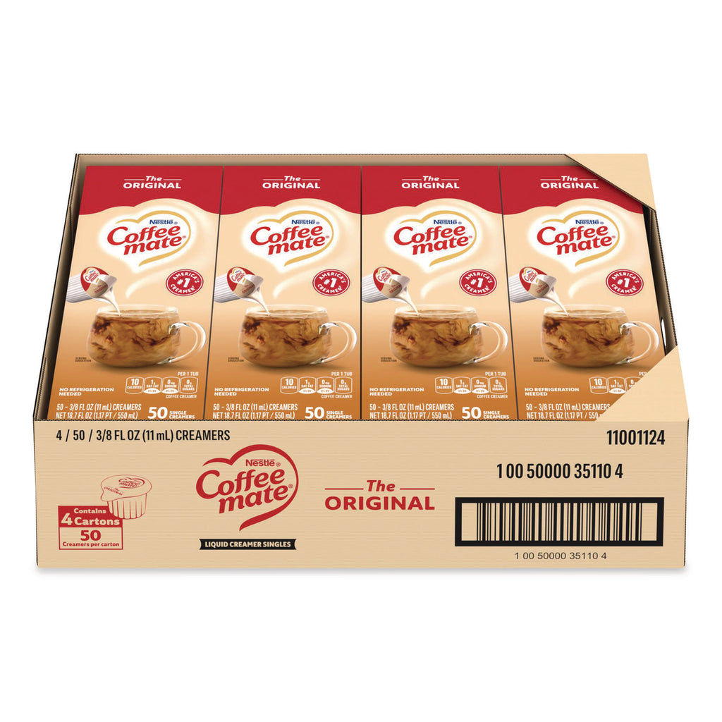 Liquid Coffee Creamer, Original, 0.38 oz Mini Cups, 50/Box, 4 Boxes/Carton, 200 Total/Carton