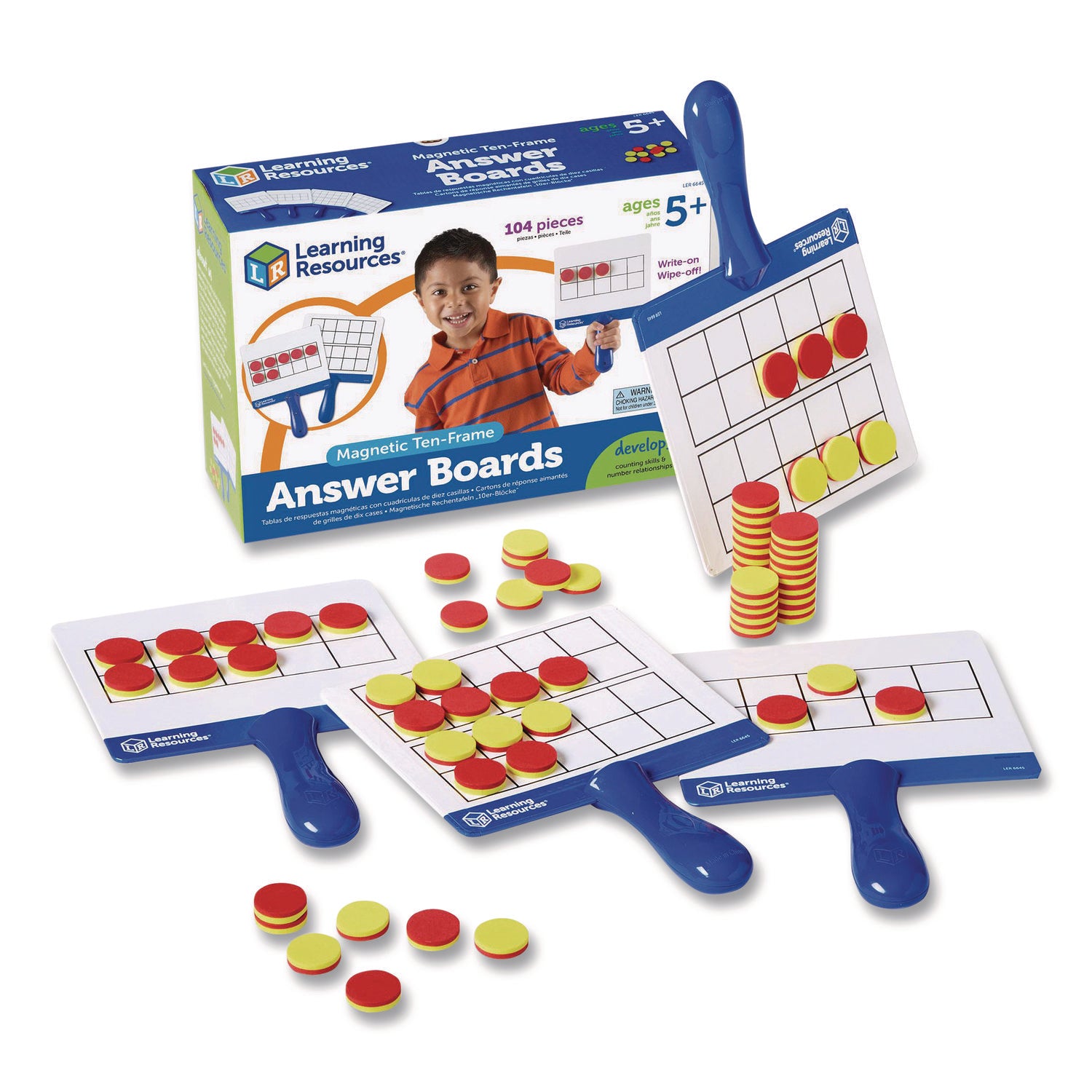 Learning Resources Magnetic 10-frame Answer Boards - Theme/Subject: Learning - Skill Learning: Mathematics, Counting, Operation - 4-7 Year - Red, Yellow