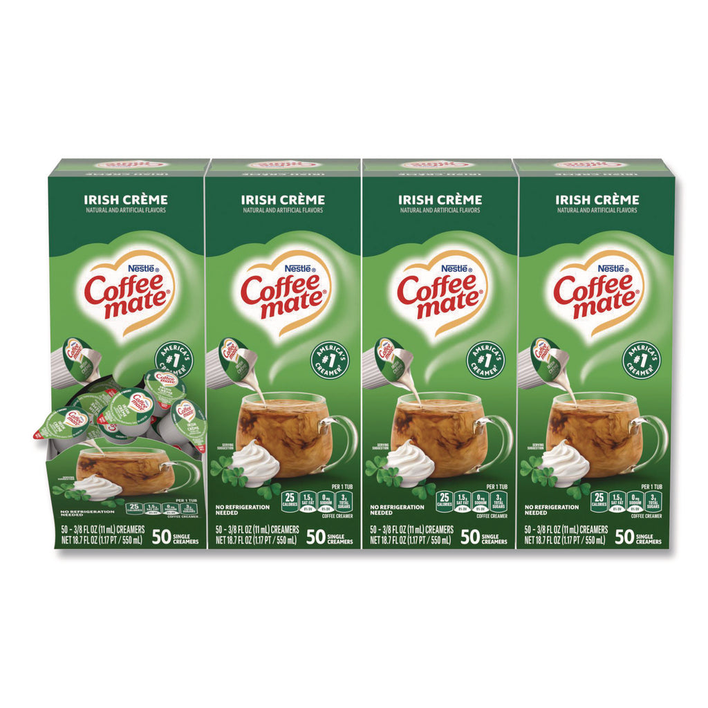 Liquid Coffee Creamer, Irish Creme, 0.38 oz Mini Cups, 50/Box, 4 Boxes/Carton, 200 Total/Carton
