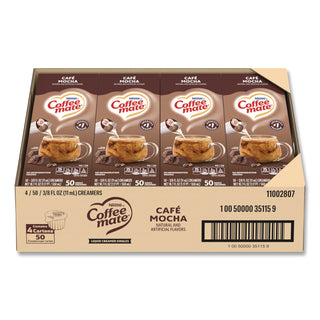 Liquid Coffee Creamer, Cafe Mocha, 0.38 oz Mini Cups, 50/Box, 4 Boxes/Carton, 200 Total/Carton
