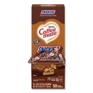 Liquid Coffee Creamer, Snickers, 0.38 oz Mini Cups, 50 Cups/Box