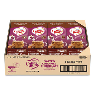 Liquid Coffee Creamer, Salted Caramel Chocolate, 0.38 oz Mini Cups, 50/Box, 4 Boxes/Carton, 200 Total/Carton