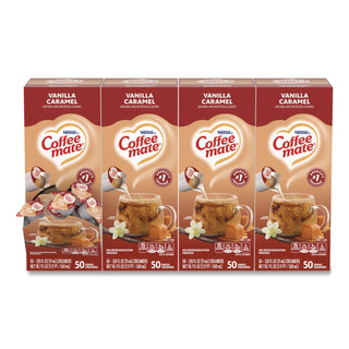 Liquid Coffee Creamer, Vanilla Caramel, 0.38 oz Mini Cups, 50/Box, 4 Boxes/Carton, 200 Total/Carton