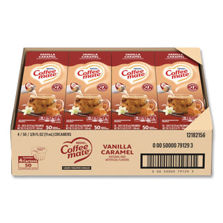 Liquid Coffee Creamer, Vanilla Caramel, 0.38 oz Mini Cups, 50/Box, 4 Boxes/Carton, 200 Total/Carton