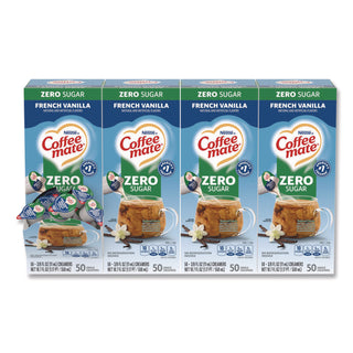 Liquid Coffee Creamer, Zero Sugar French Vanilla, 0.38 oz Mini Cups, 50/Box, 4 Boxes/Carton, 200 Total/Carton