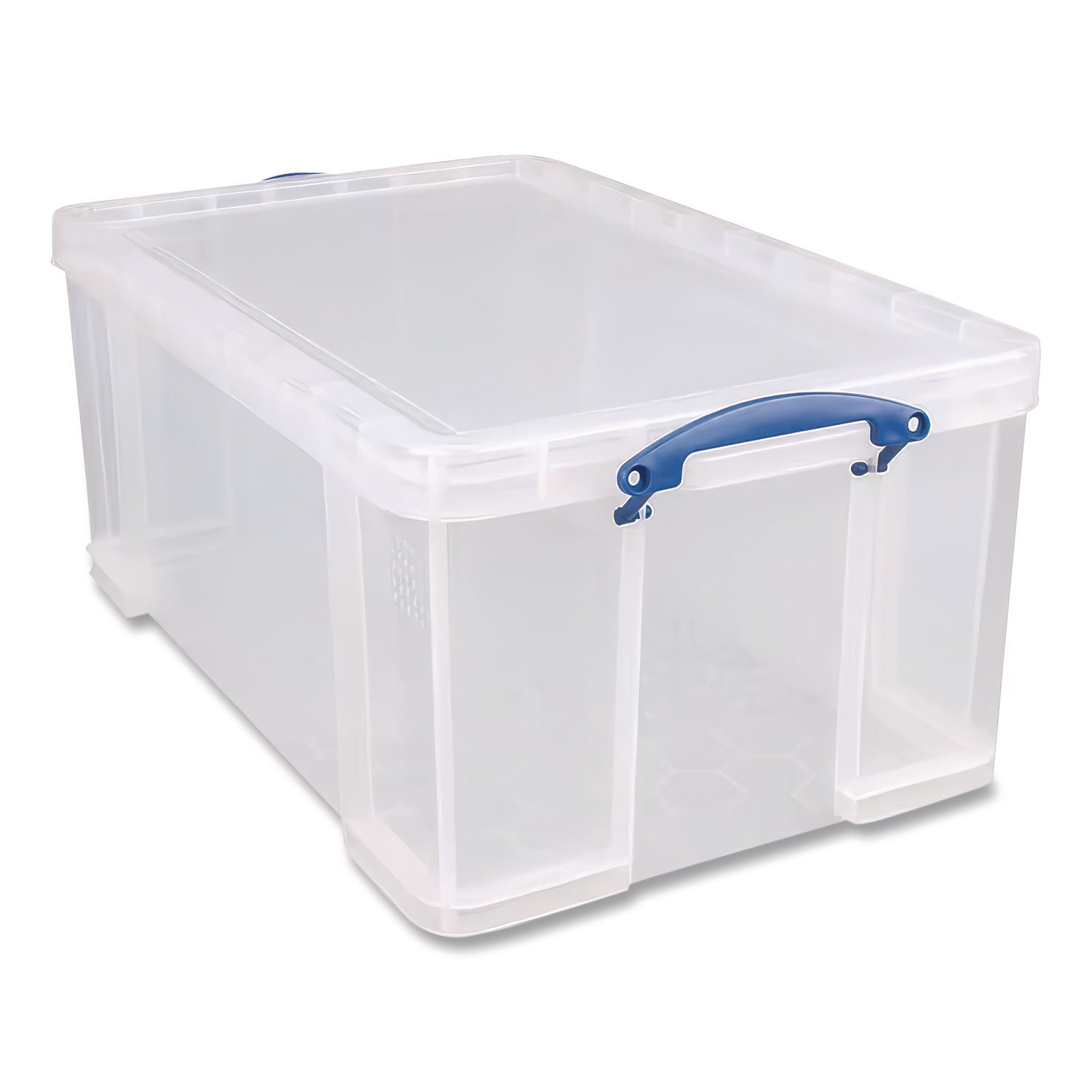 Snap-Lid Storage Bin, 16.9 gal, 17.31" x 28" x 12.25", Clear/Blue