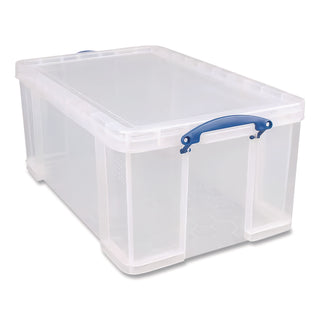 Snap-Lid Storage Bin, 16.9 gal, 17.31" x 28" x 12.25", Clear/Blue