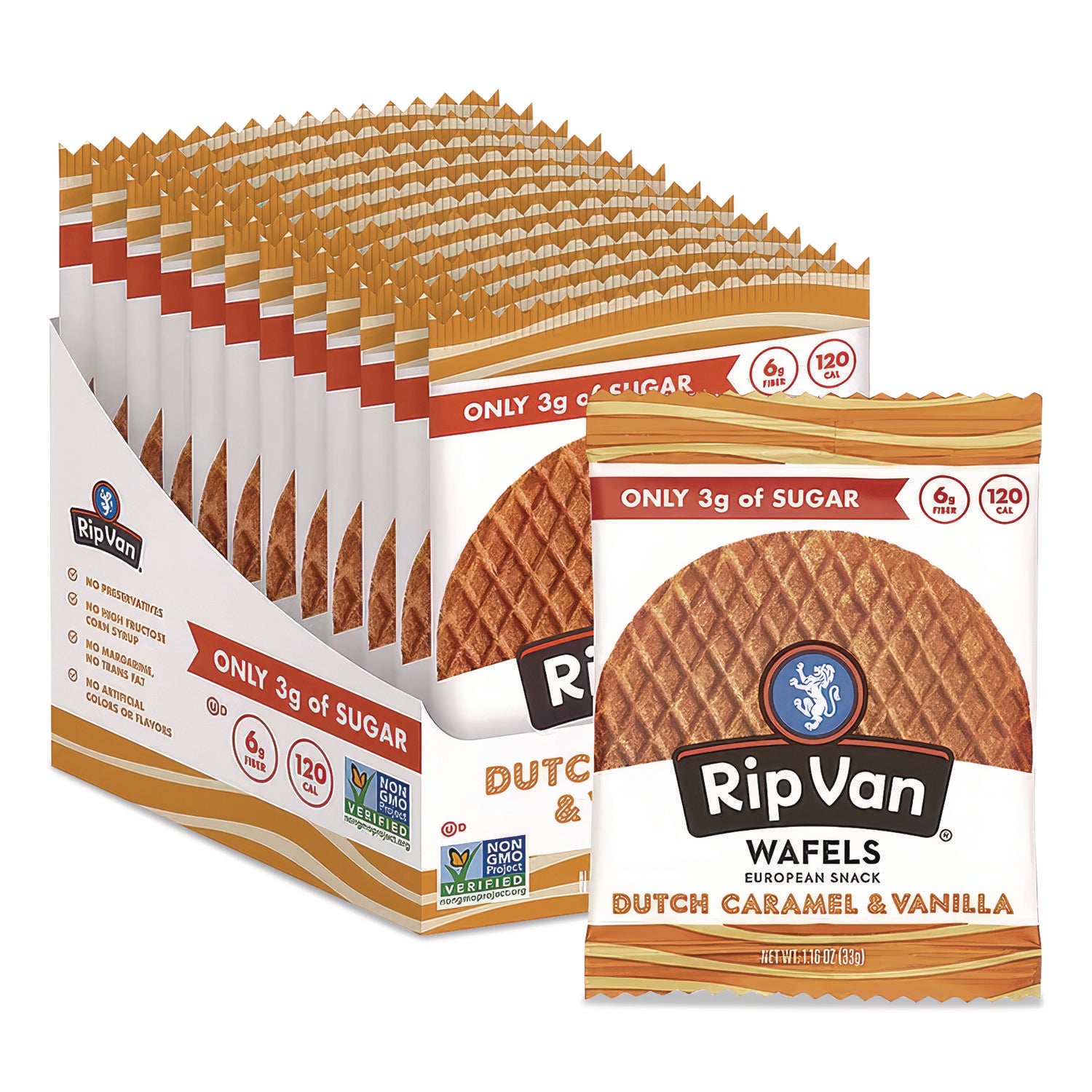 Wafels - Single Serve, Dutch Caramel and Vanilla, 1.16 oz Pack, 12/Box