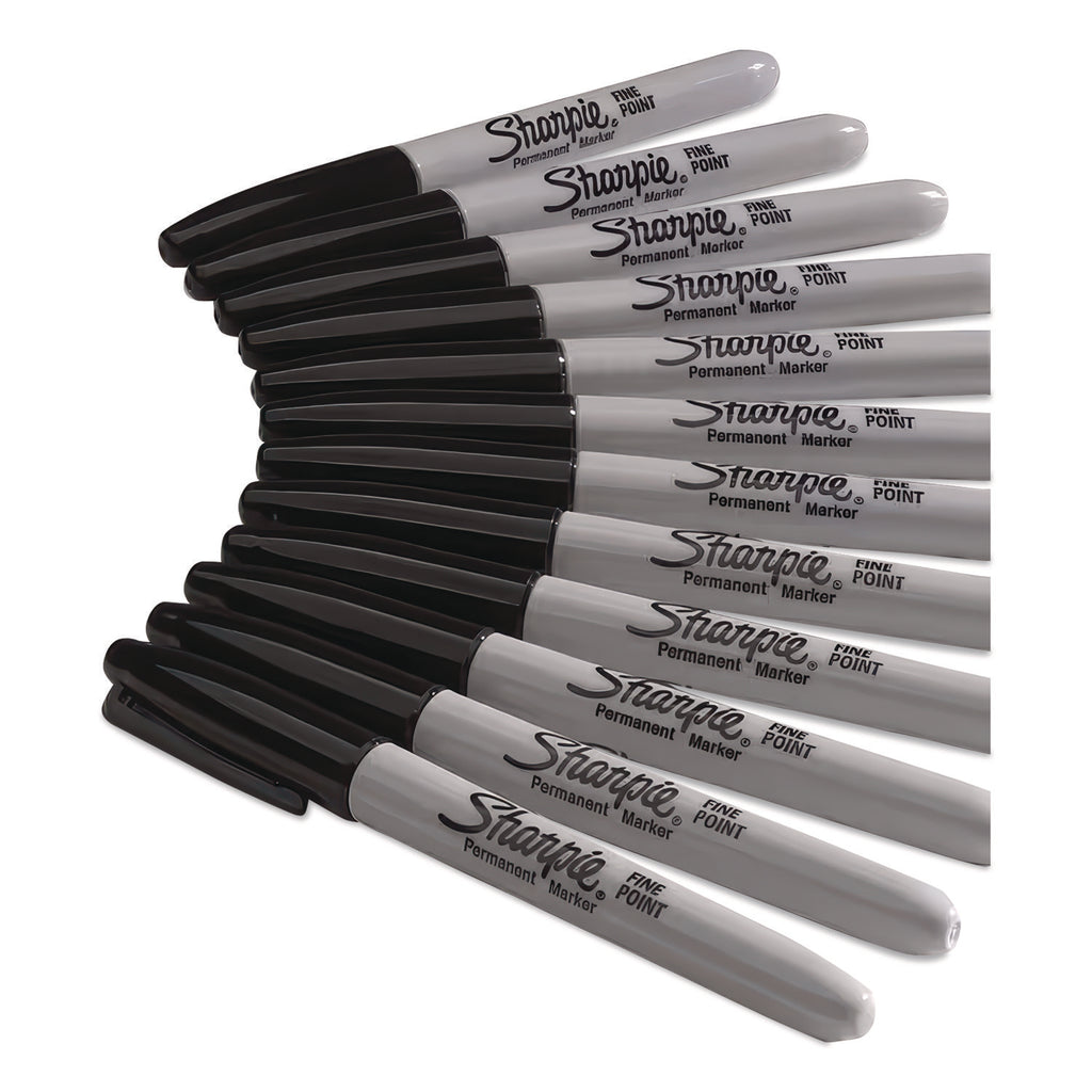 Fine Tip Permanent Marker, Fine Bullet Tip, Black, 24/Pack
