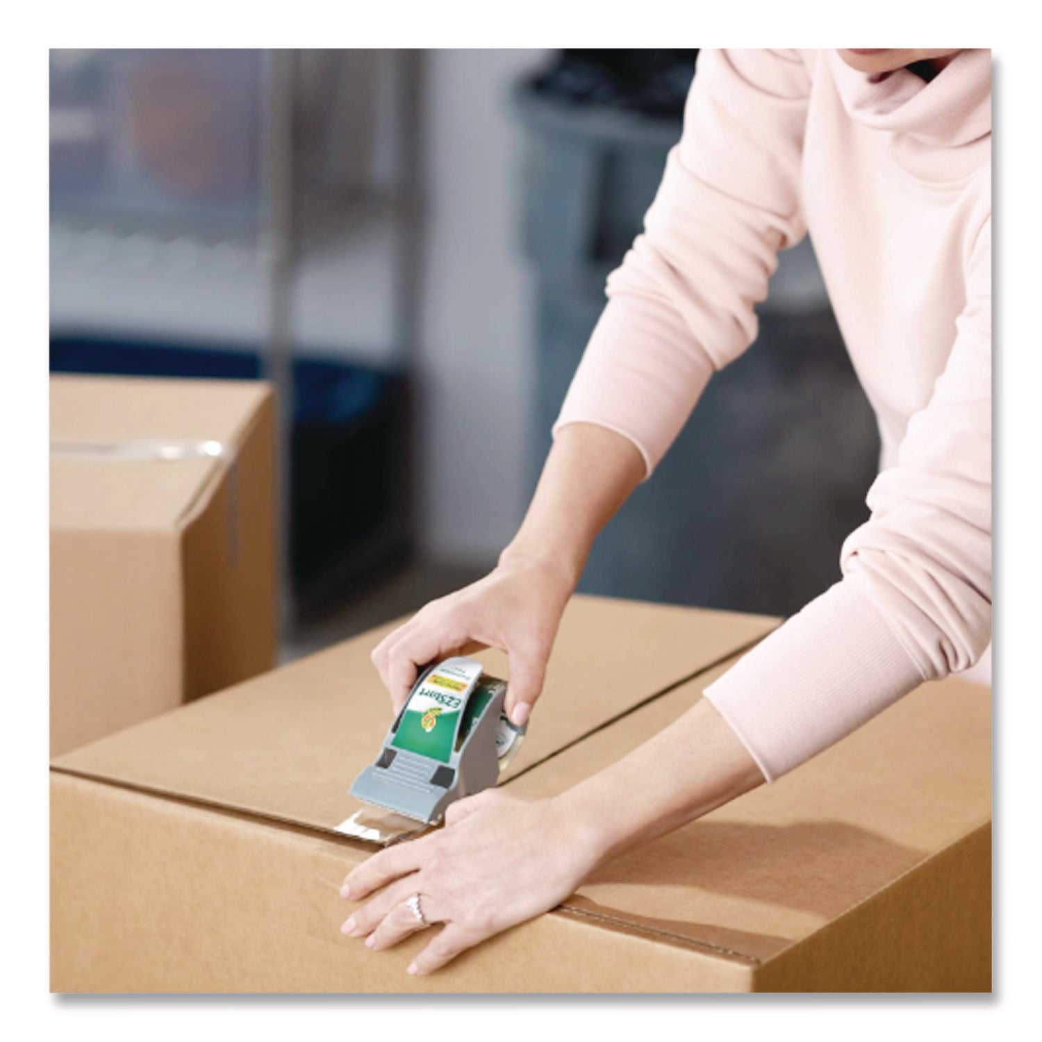 EZ Start Premium Packaging Tape with Dispenser, 3" Core, 1.88" x 22.2 yds, Clear, 6/Pack