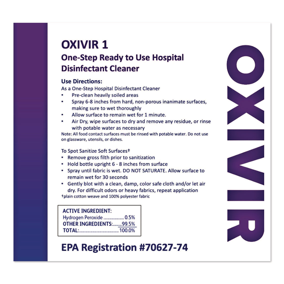 Oxivir Five 16 Concentrate Replacement Bottle, 32 oz, White