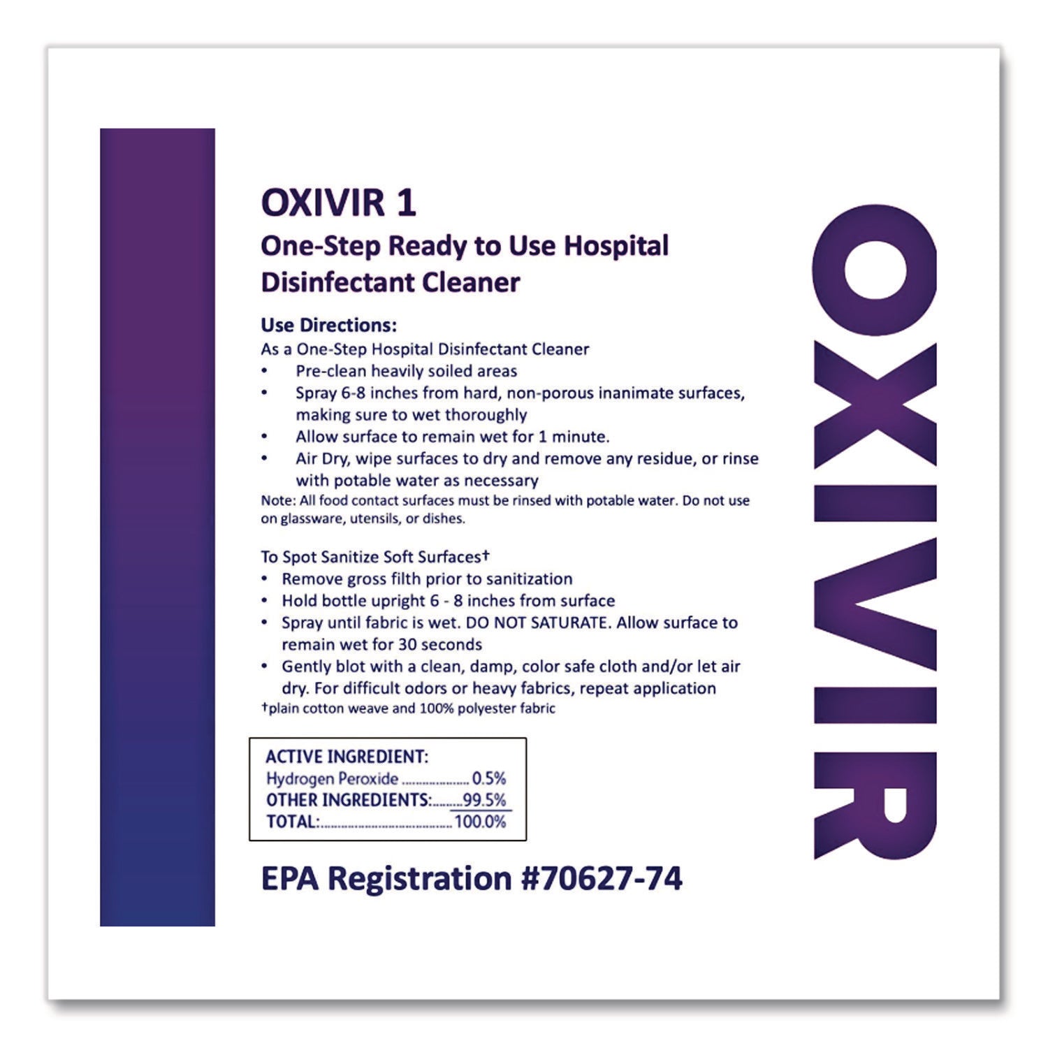 Oxivir TB Disinfectant Wipes Refill, 11 x 12, Unscented, White, 160 Wipes/Refill Pouch, 4 Refill Pouches/Carton