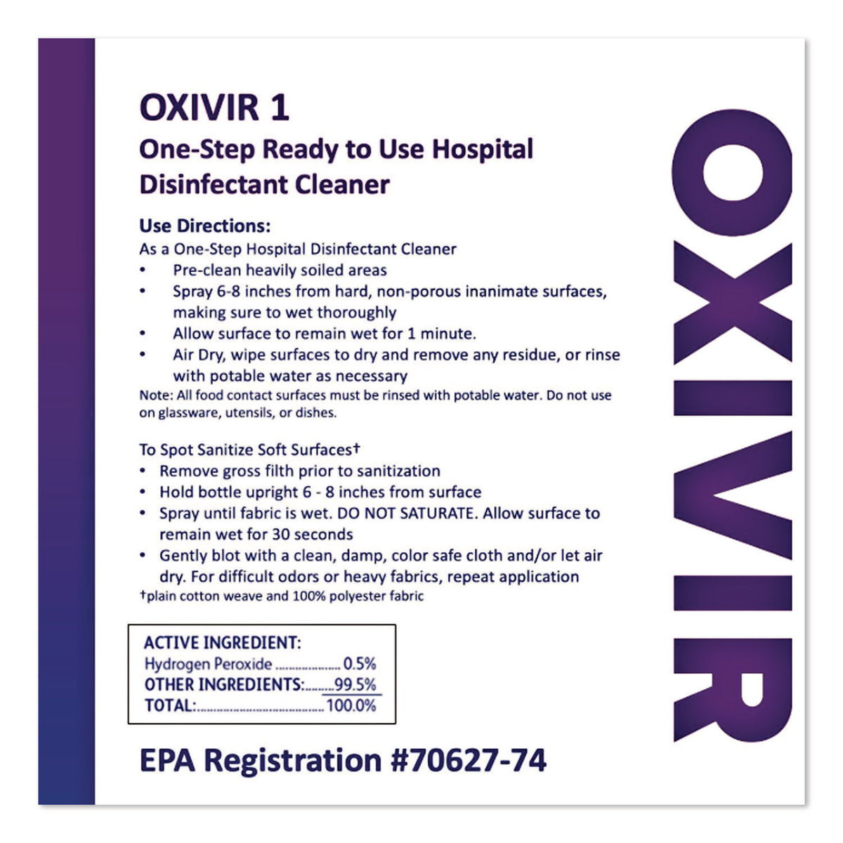 Oxivir Five 16 Concentrate One Step Disinfectant Cleaner, Liquid, 1.4 L, 2/CT