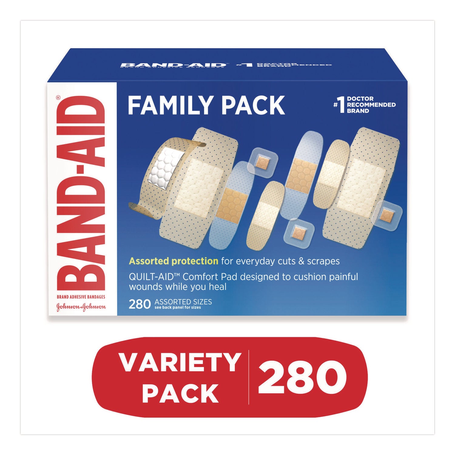 Sheer/Wet Adhesive Bandages, Assorted Sizes, 280/Box