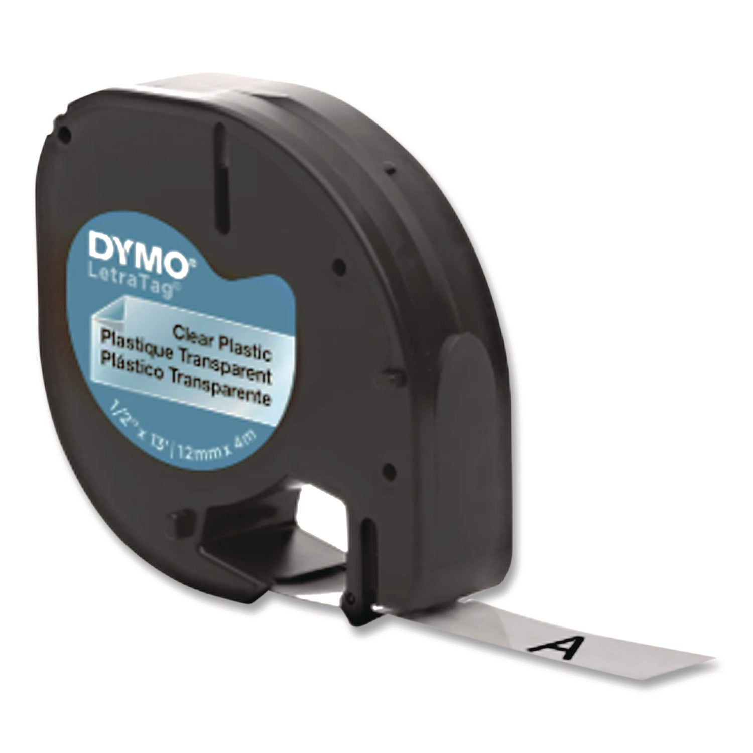 LetraTag Plastic Label Tape Cassette, 0.5" x 13 ft, Clear
