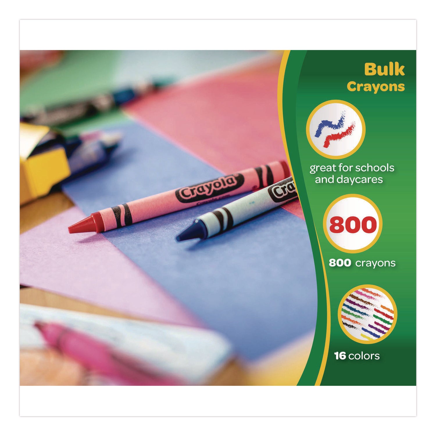 Classpack Regular Crayons, 16 Colors, 800/Box