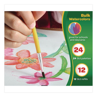 Watercolors, 8 Assorted Colors, Palette Tray, 36/Carton