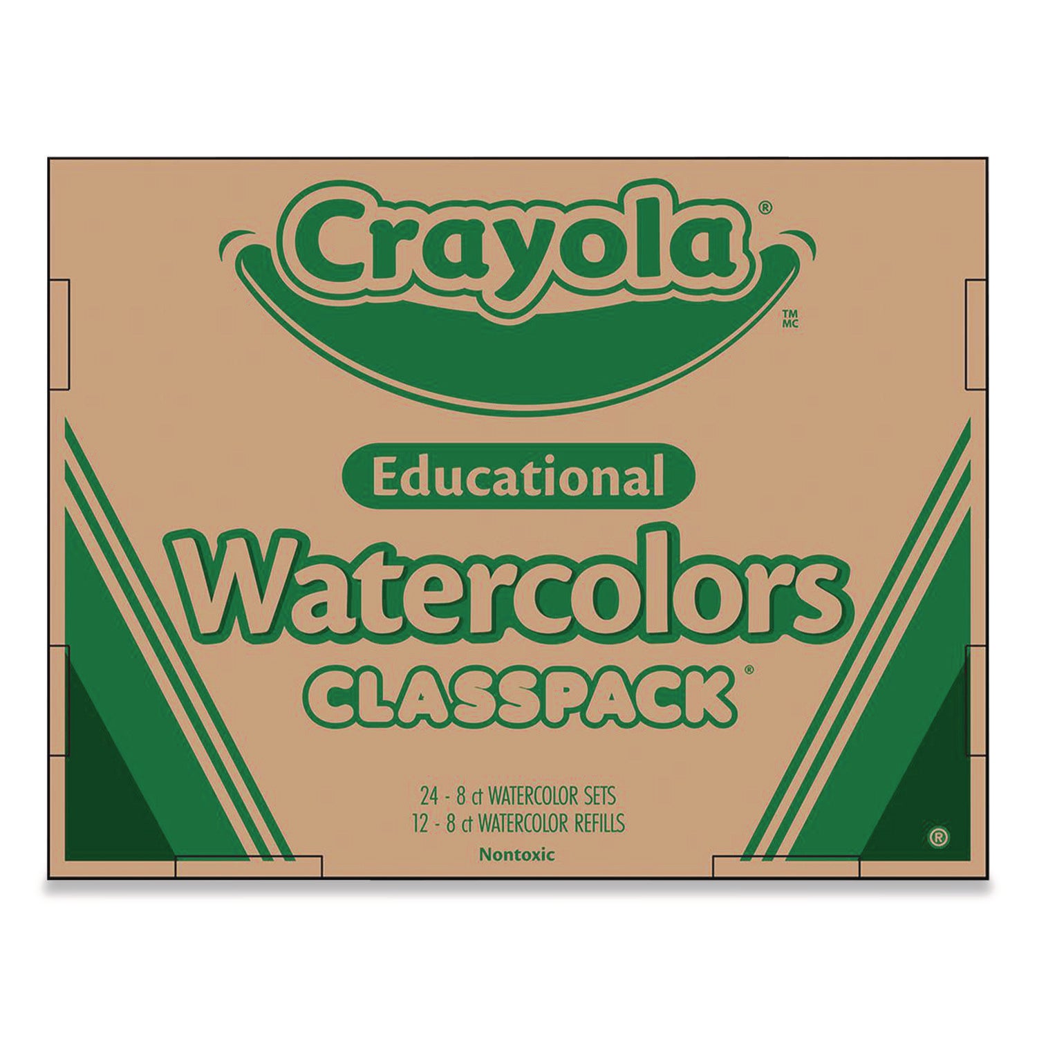 Watercolors, 8 Assorted Colors, Palette Tray, 36/Carton