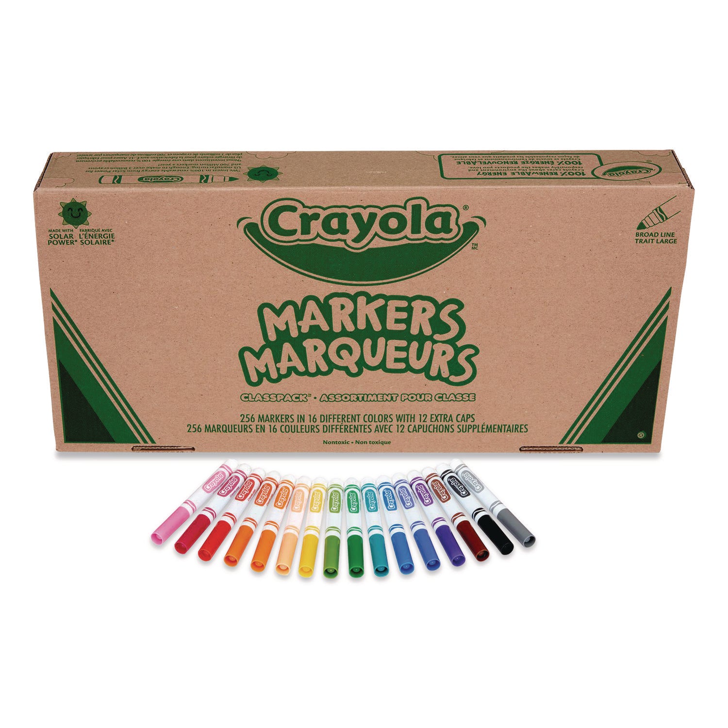 Non-Washable Marker, Broad Bullet Tip, Assorted Classic Colors, 256/Box