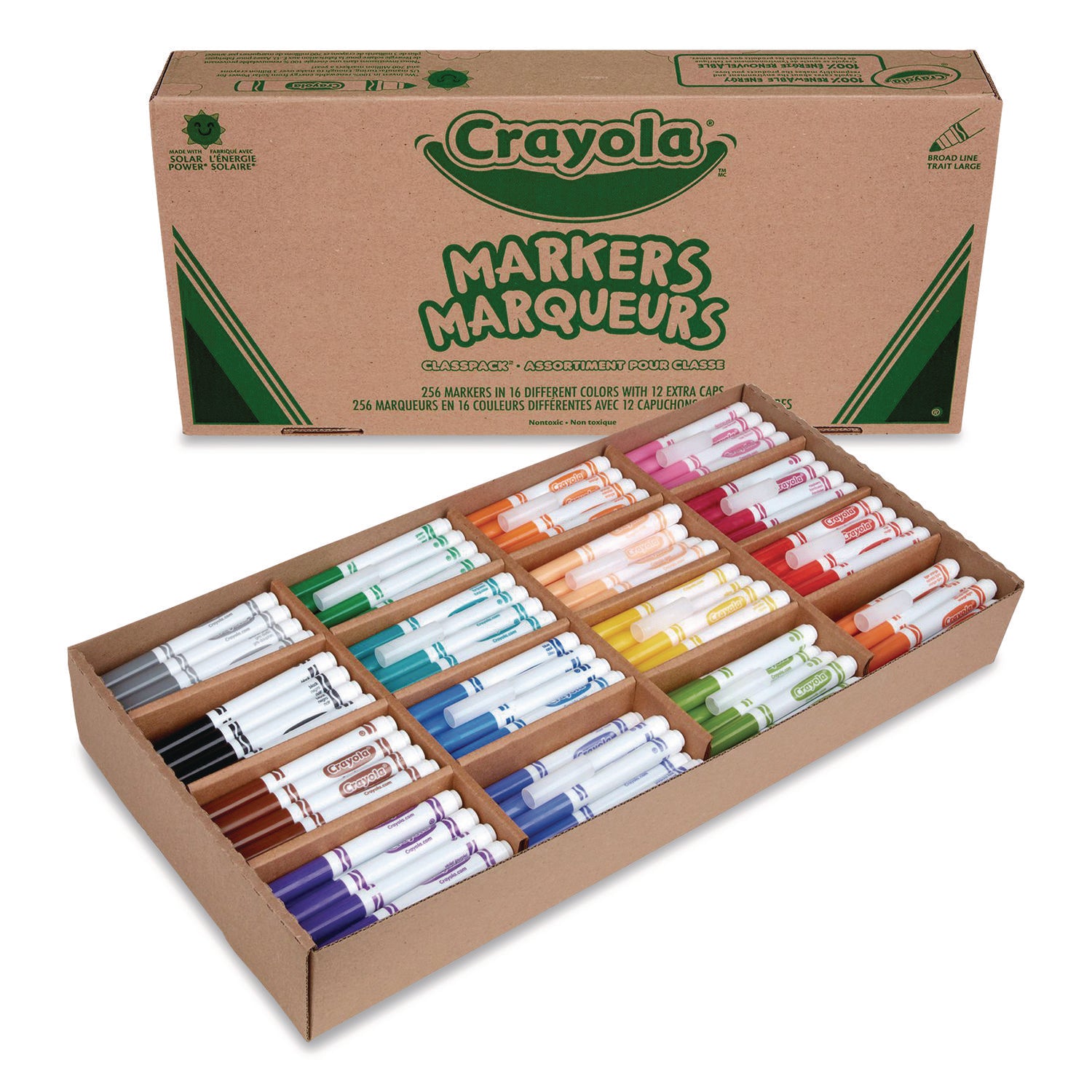 Non-Washable Marker, Broad Bullet Tip, Assorted Classic Colors, 256/Box