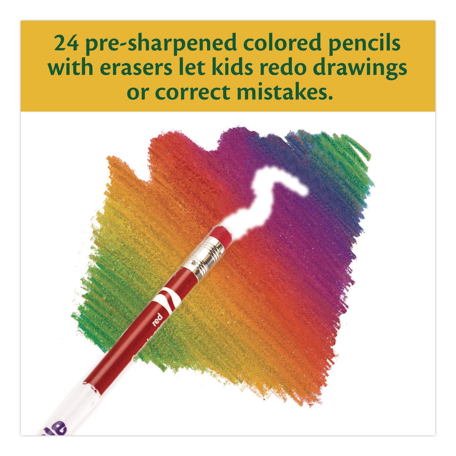 Erasable Color Pencil Set, 3.3 mm, 2B, Assorted Lead and Barrel Colors, 24/Pack