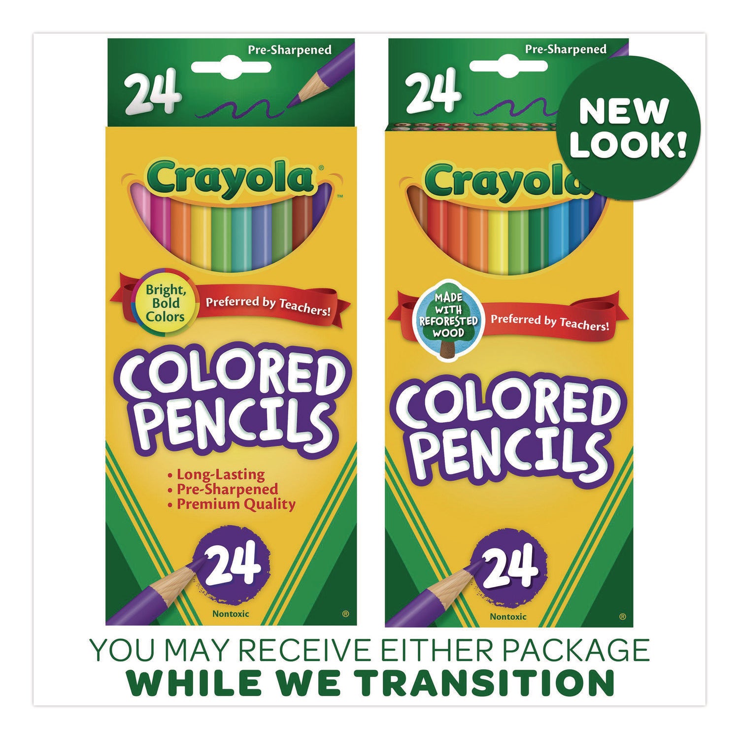 Long-Length Colored Pencil Set, 3.3 mm, 2B, Assorted Lead and Barrel Colors, 24/Pack