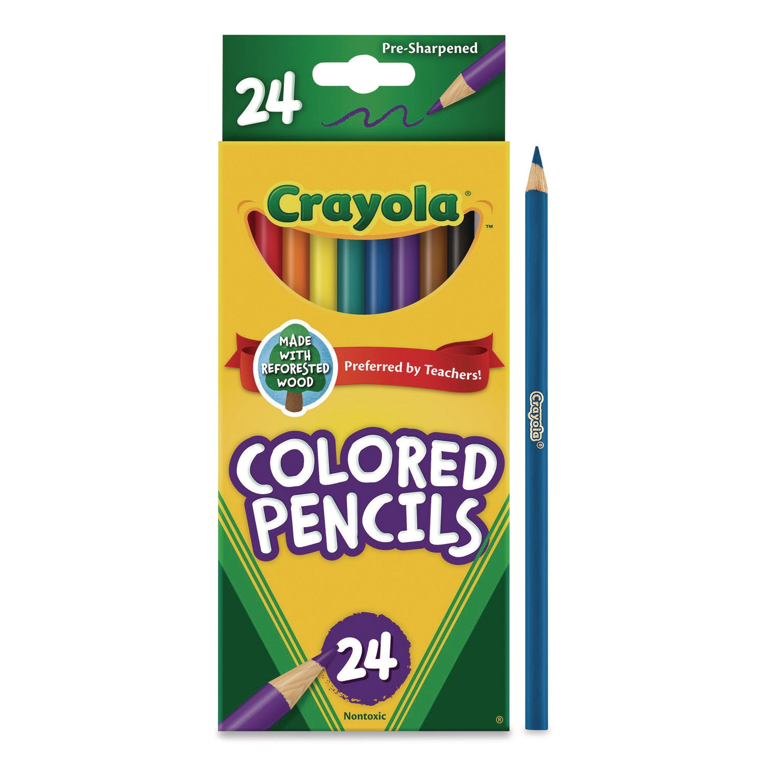 Long-Length Colored Pencil Set, 3.3 mm, 2B, Assorted Lead and Barrel Colors, 24/Pack