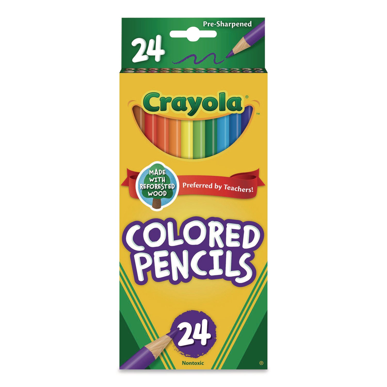 Long-Length Colored Pencil Set, 3.3 mm, 2B, Assorted Lead and Barrel Colors, 24/Pack