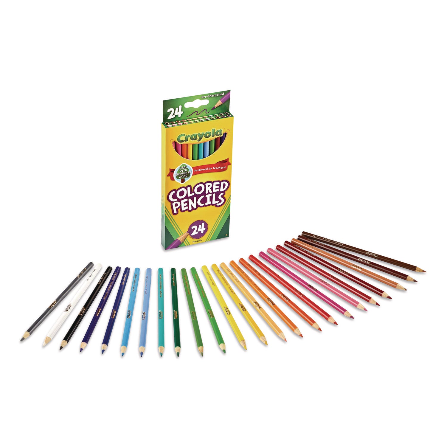 Long-Length Colored Pencil Set, 3.3 mm, 2B, Assorted Lead and Barrel Colors, 24/Pack