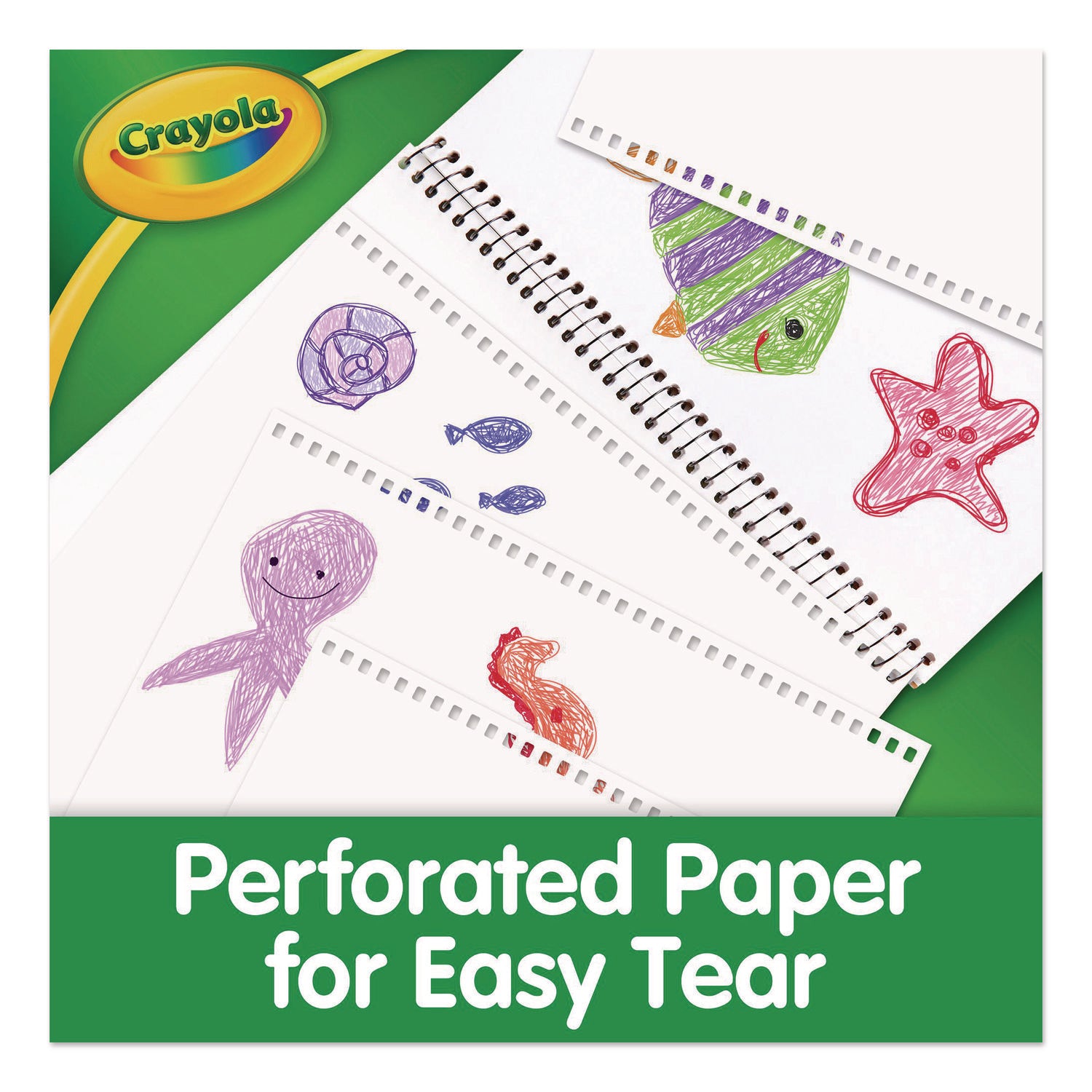 Animal Animations Wirebound Sketchpad, Unruled, Gold/Green Cover, 40 White 9 x 9 Sheets