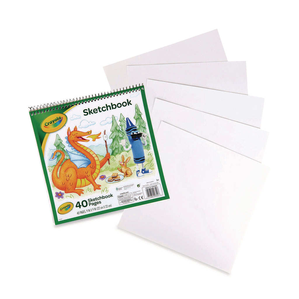 Animal Animations Wirebound Sketchpad, Unruled, Gold/Green Cover, 40 White 9 x 9 Sheets