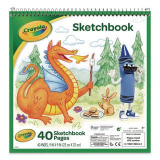 Animal Animations Wirebound Sketchpad, Unruled, Gold/Green Cover, 40 White 9 x 9 Sheets