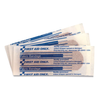 First Aid Only Fabric Adhesive Bandages - 1" x 3" - 1Each - 16 Per Box - White - Fabric