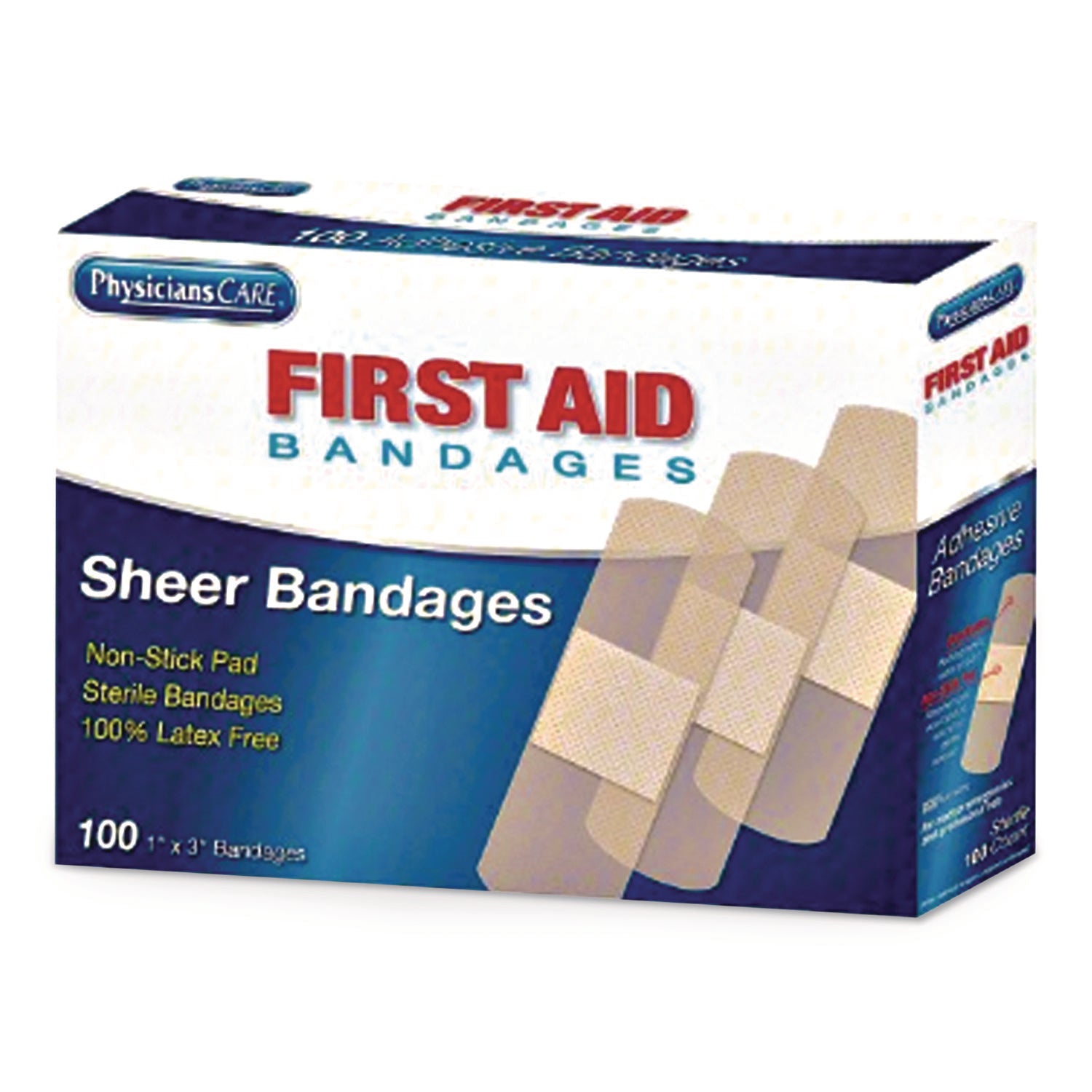 Adhesive Plastic Bandages, 1 x 3, 100/Box