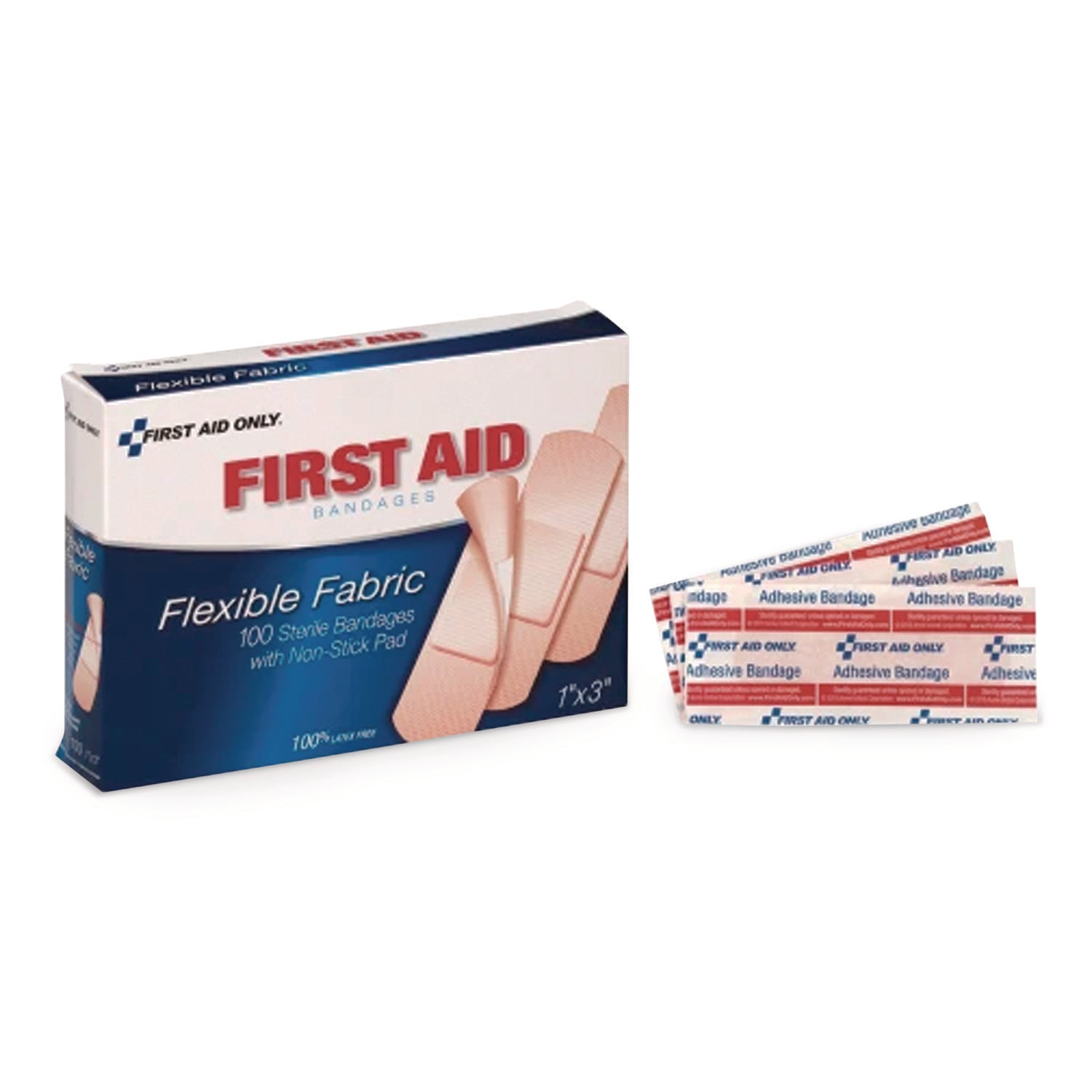 Adhesive Plastic Bandages, 1 x 3, 100/Box