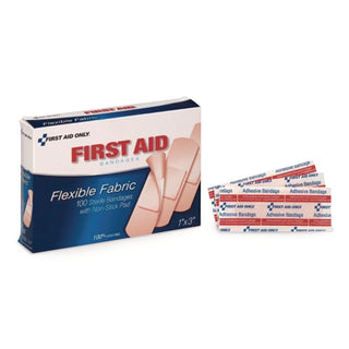 Adhesive Plastic Bandages, 1 x 3, 100/Box