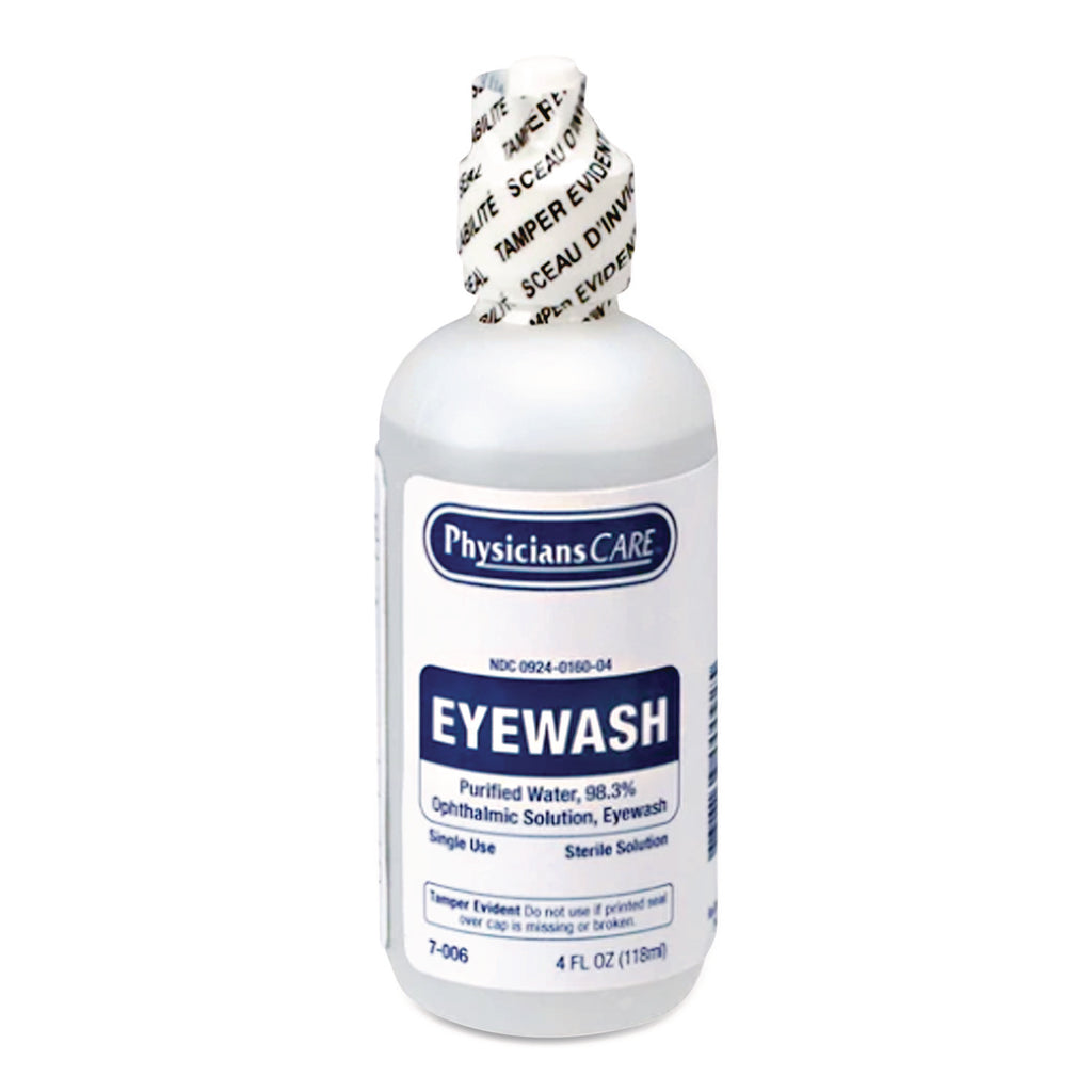 First Aid Refill Components Disposable Eye Wash, 4 oz Bottle