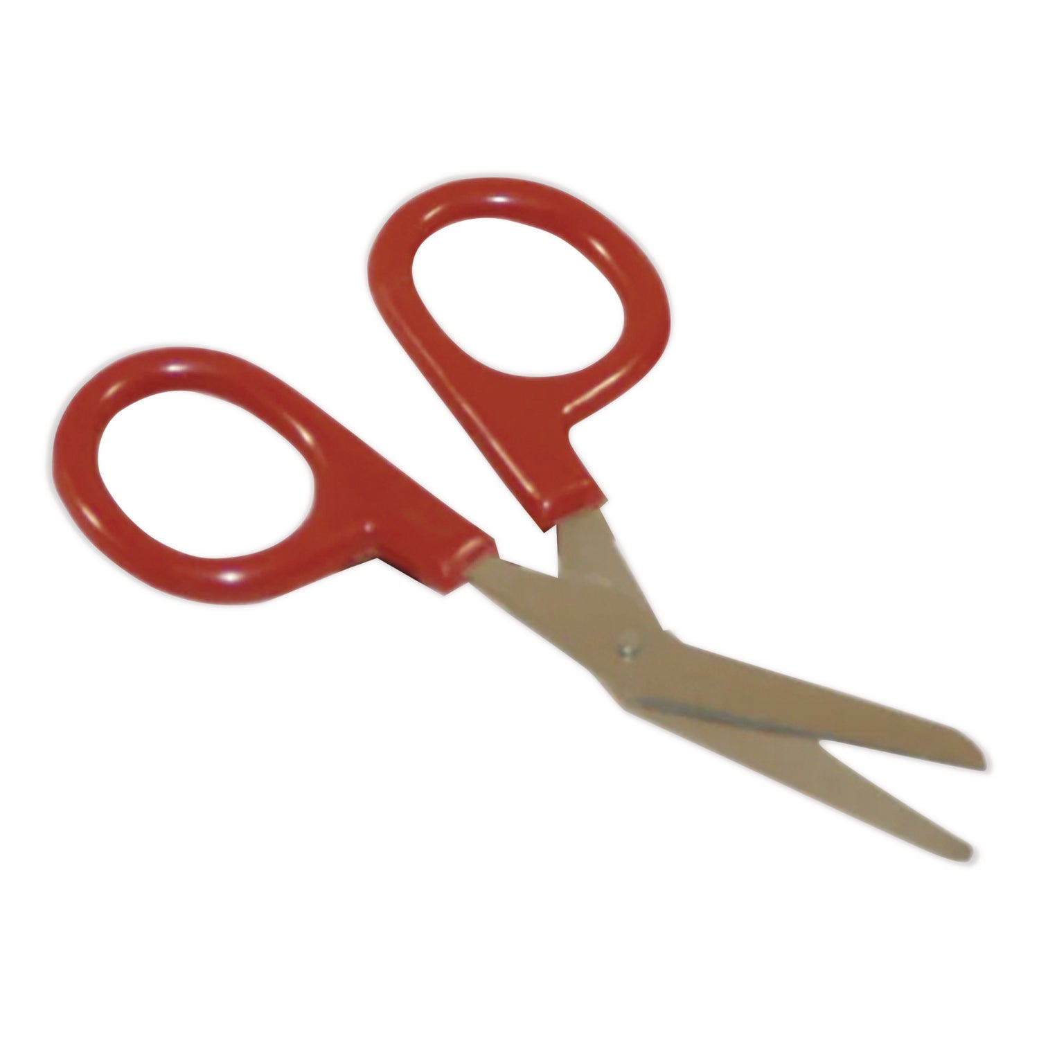 Angled First Aid Kit Scissors, Rounded Tip, 4" Long, 1.5" Cut Length, Red Offset Handle