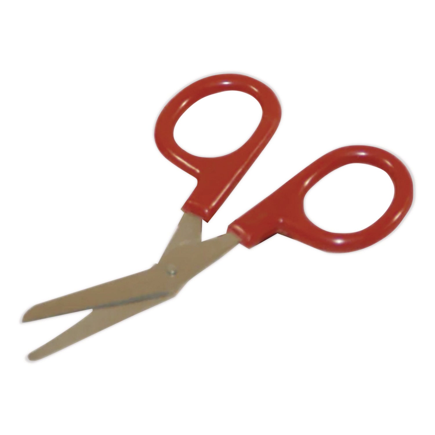 Angled First Aid Kit Scissors, Rounded Tip, 4" Long, 1.5" Cut Length, Red Offset Handle