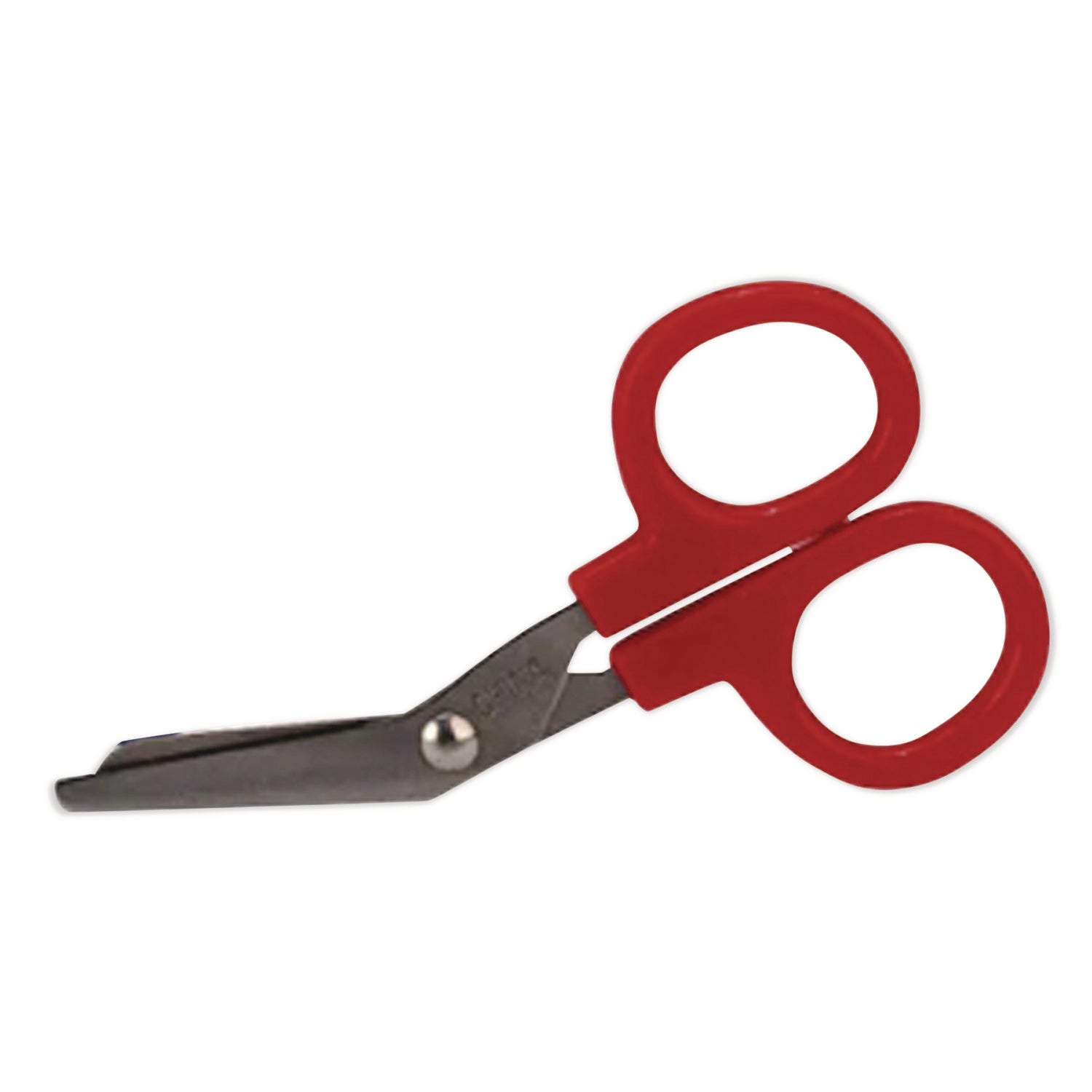 Angled First Aid Kit Scissors, Rounded Tip, 4" Long, 1.5" Cut Length, Red Offset Handle