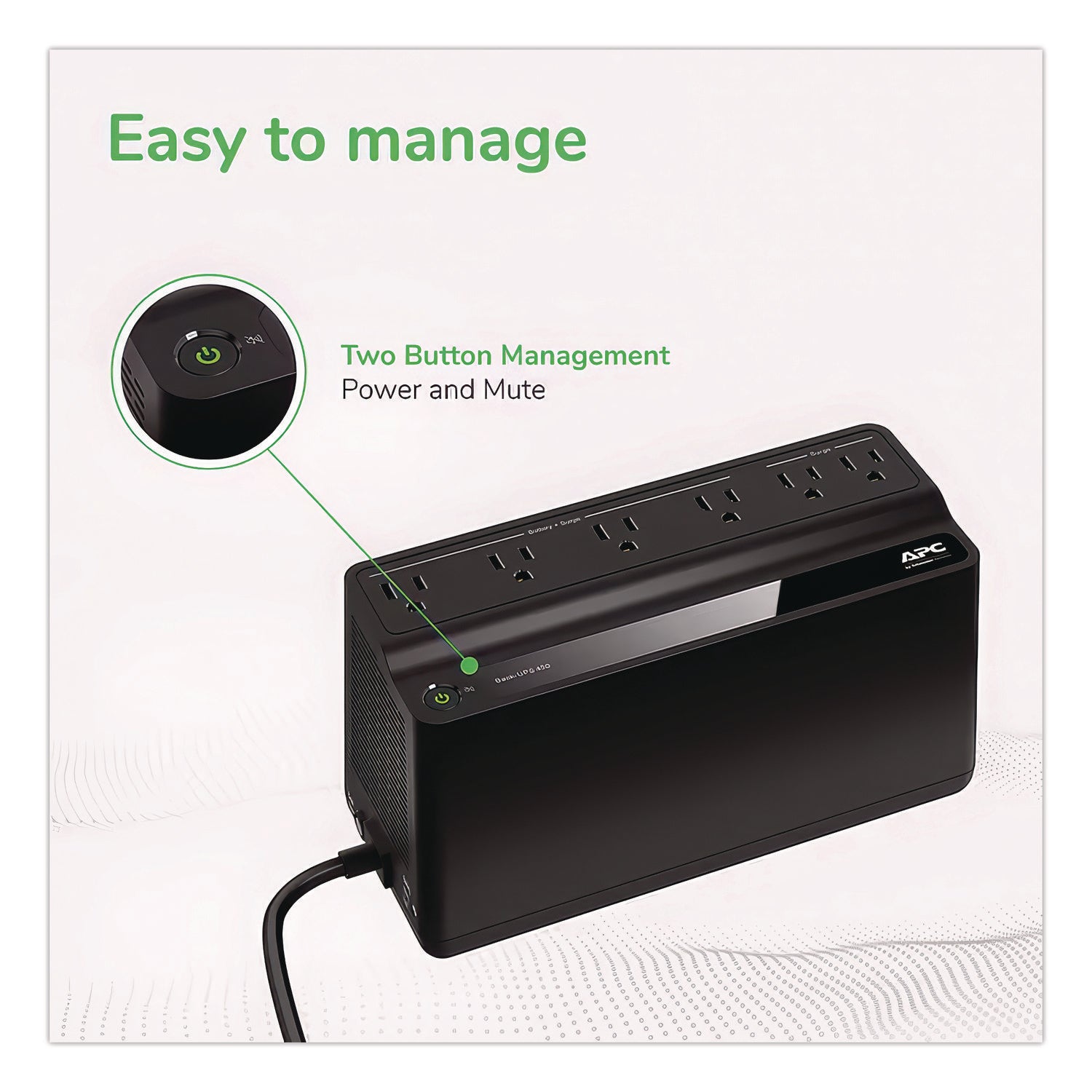 BN450M Back-UPS 450 VA Battery Backup System, 6 Outlets, 450 VA, 180 J