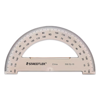 Mars College Protractor, Plastic, 6" Ruler Edge/180 Degree, Transparent Tinted