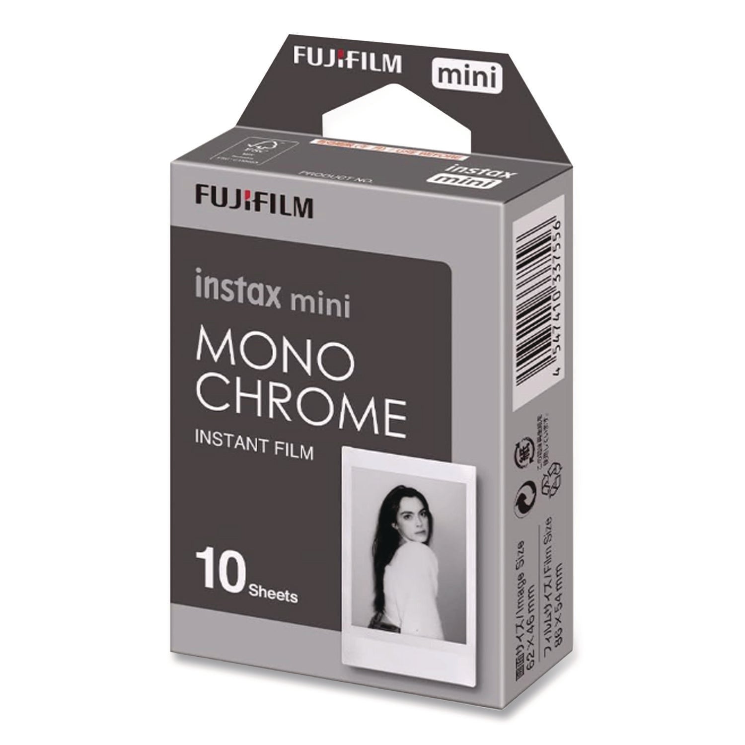 Monochrome Instax Film, Black and White, 10 Sheets